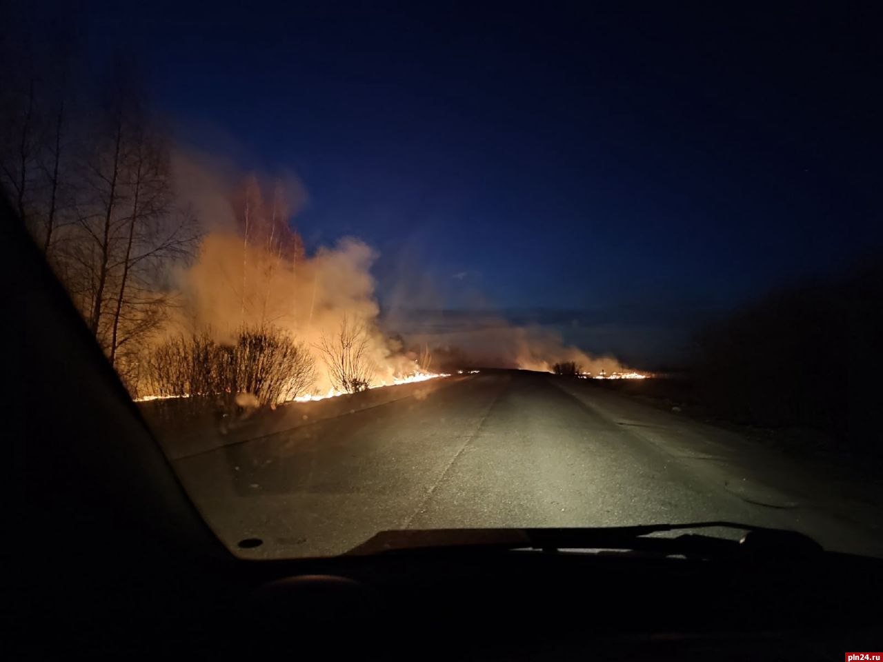 В Печорском районе горят поля : Псковская Лента Новостей / ПЛН