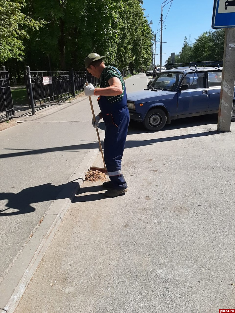 Барьерные ограждения мостов окрашивают в Пскове : Псковская Лента Новостей  / ПЛН