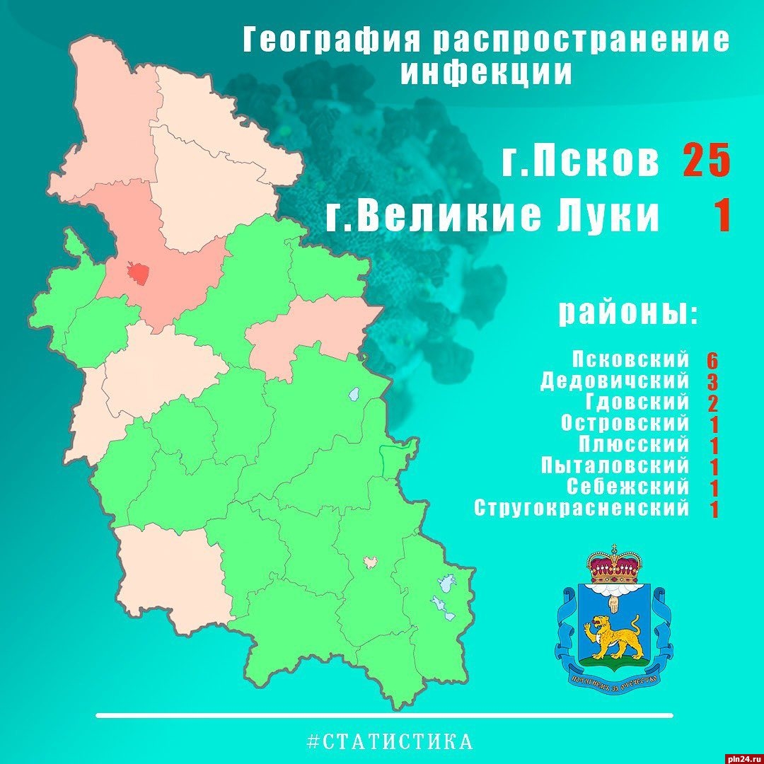 Опубликована актуальная карта распространения коронавируса в Псковской  области : Псковская Лента Новостей / ПЛН