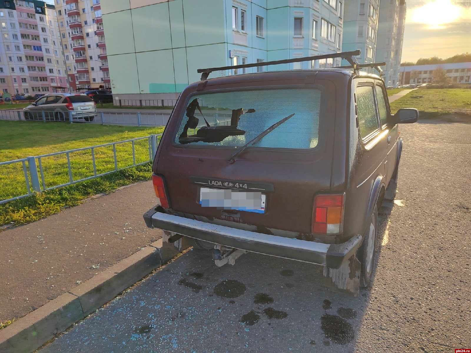 В Пскове неизвестные разбили стекло в «Ниве» : Псковская Лента Новостей /  ПЛН