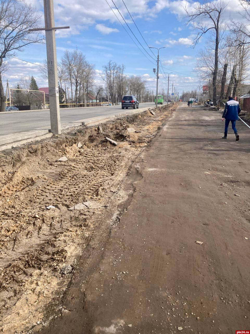 В Пскове продолжается ремонт Крестовского шоссе : Псковская Лента Новостей  / ПЛН